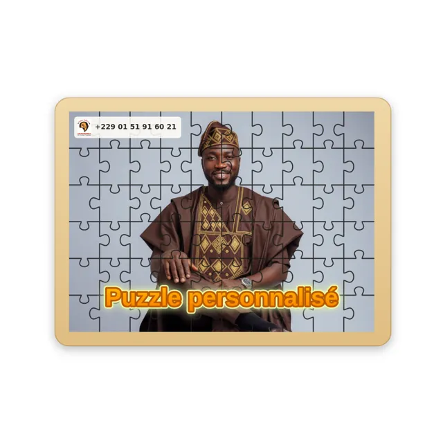 Exemple de puzzle personnalisé : portrait d’un homme en tenue traditionnelle brune brodée